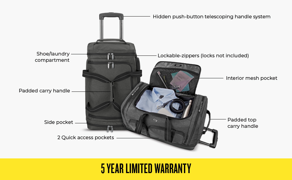Solo New York Leroy Carry-On Wheeled Duffle Bag
Best Travel Bags for Men & Women