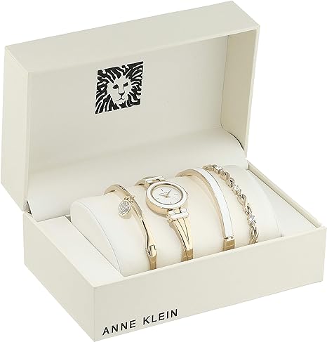 Anne Klein Women’s Bangle Watch and Premium Crystal Accented Bracelet Set